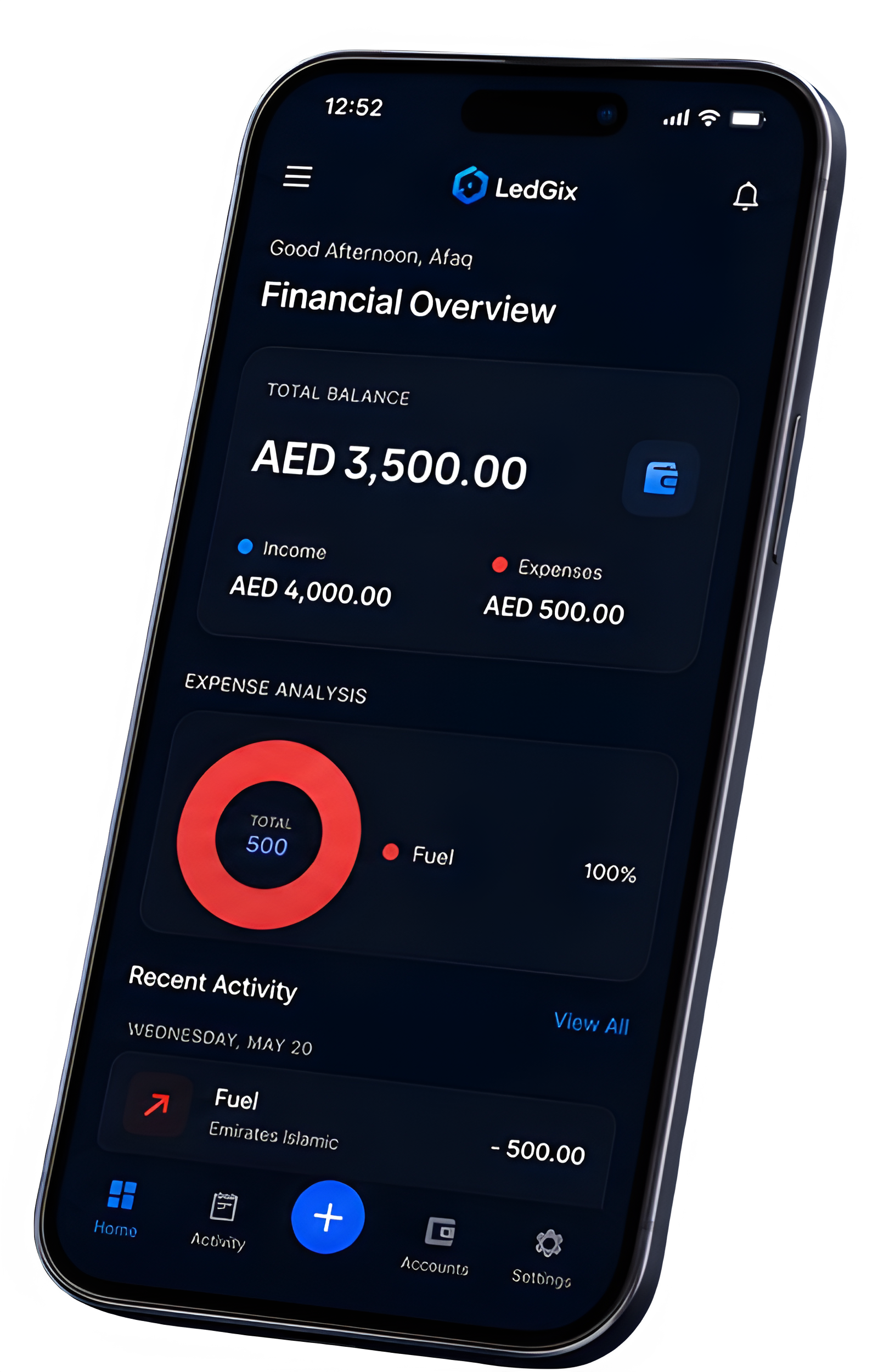 LedGix app — financial overview